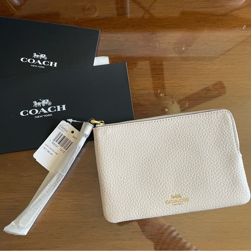 NWT Coach Wristlet Cream Brass